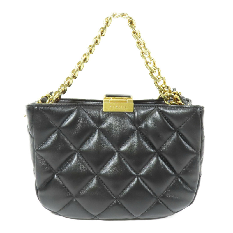 CHANEL 羊皮皮革Hobo Handbag金扣手挽肩背兩用袋-1