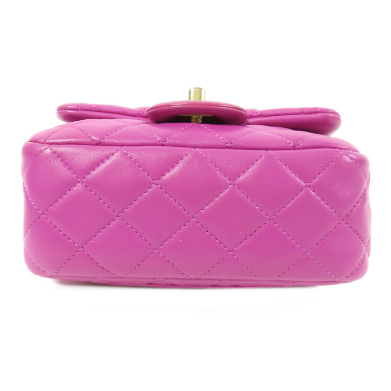 CHANEL 羊皮皮革Mini Flap Bag金扣鏈帶肩背袋-3