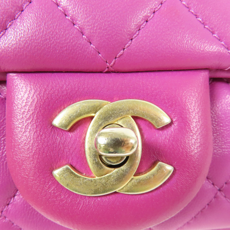 CHANEL 羊皮皮革Mini Flap Bag金扣鏈帶肩背袋-9