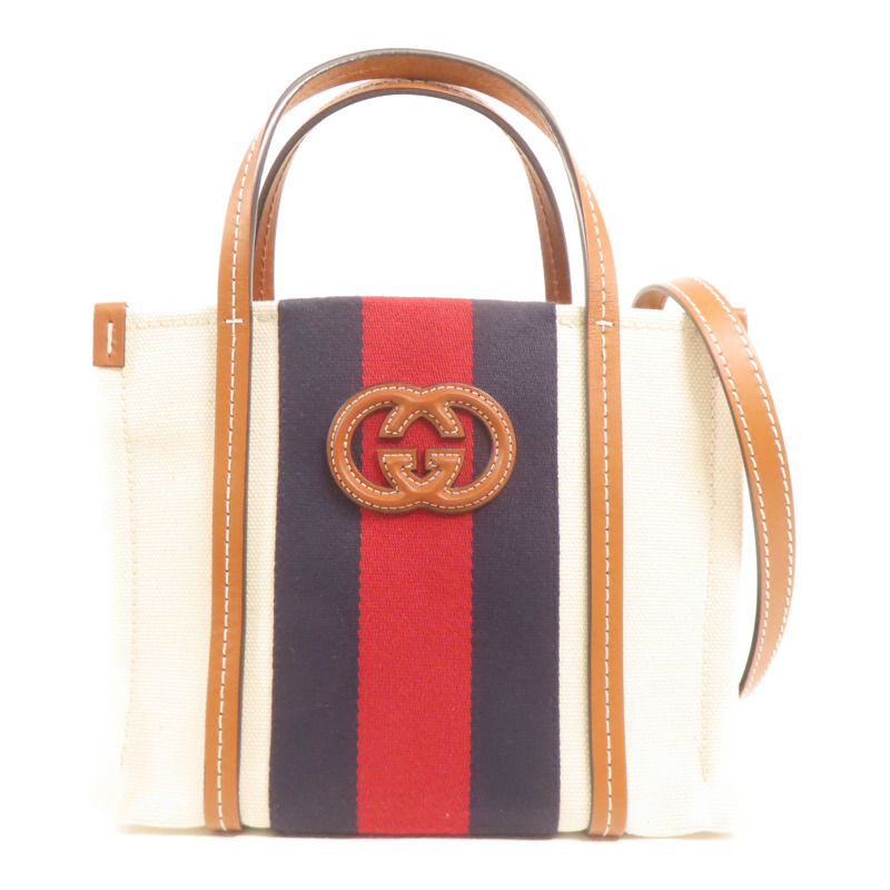 GUCCI 帆布Interlocking G Mini Tote手挽肩背兩用袋-0