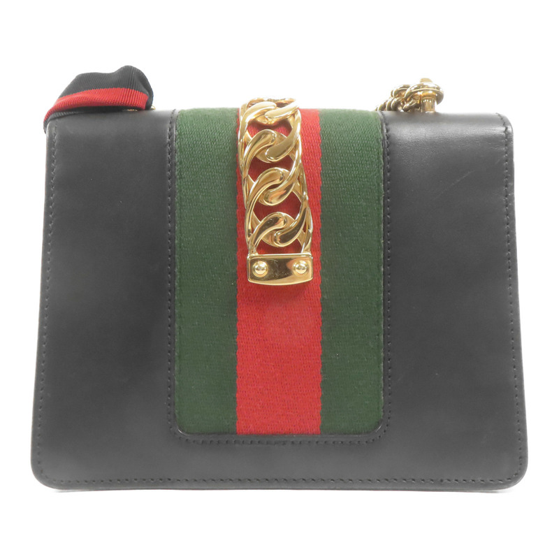 GUCCI 皮革Sylvie Chain Shoulder Bag金扣肩背袋-1