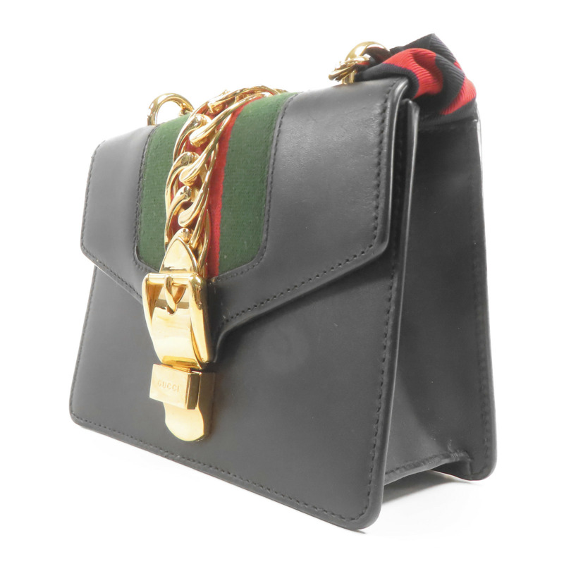 GUCCI 皮革Sylvie Chain Shoulder Bag金扣肩背袋-2