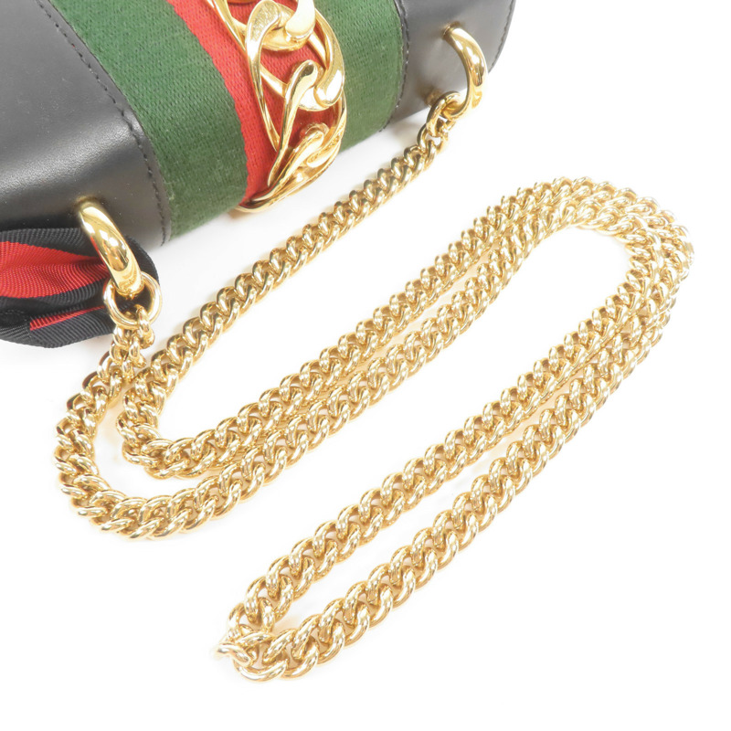 GUCCI 皮革Sylvie Chain Shoulder Bag金扣肩背袋-7