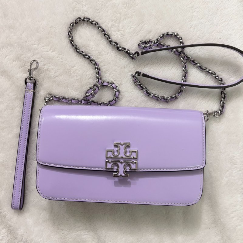 Tory Burch 漆皮翻蓋單肩包 TB WOC 鍊條小方包(紫色)-5