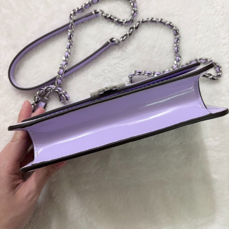 Tory Burch 漆皮翻蓋單肩包 TB WOC 鍊條小方包(紫色)-7