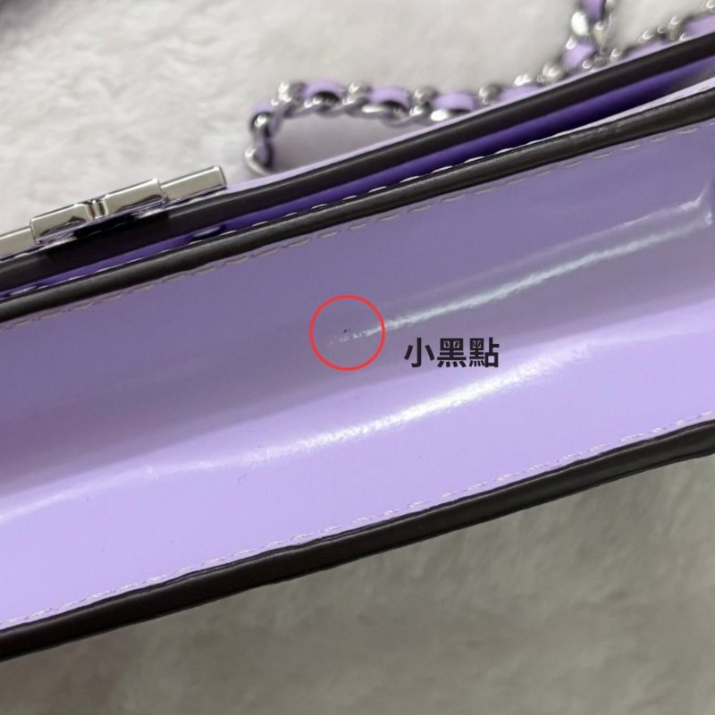 Tory Burch 漆皮翻蓋單肩包 TB WOC 鍊條小方包(紫色)-13