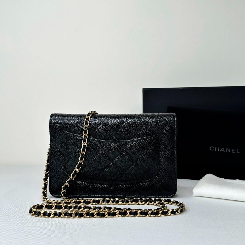 CHANEL 全新woc黑金荔枝皮鏈帶包-1