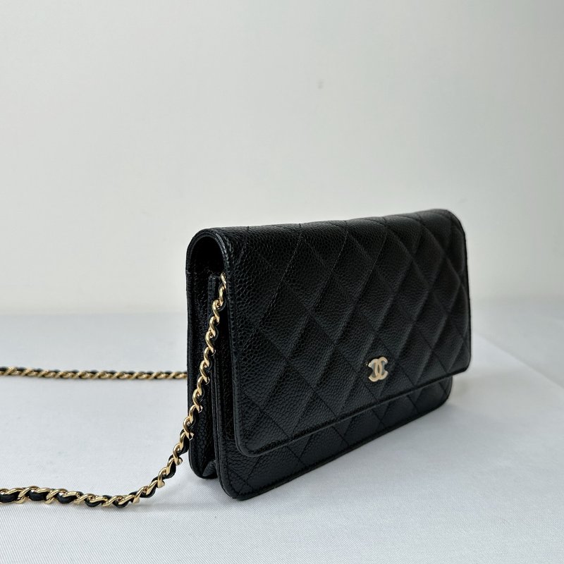 CHANEL 全新woc黑金荔枝皮鏈帶包-3