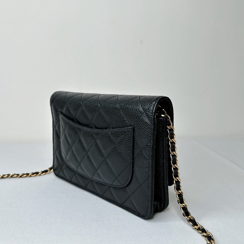 CHANEL 全新woc黑金荔枝皮鏈帶包-4
