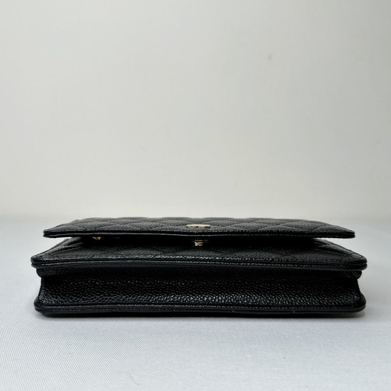 CHANEL 全新woc黑金荔枝皮鏈帶包-9