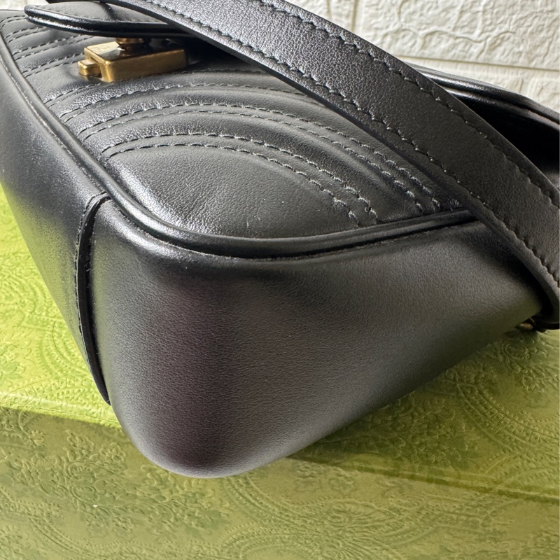 GUCCI Marmont馬夢 牛皮愛心縫線 (小22/黑)肩背 側背包-8