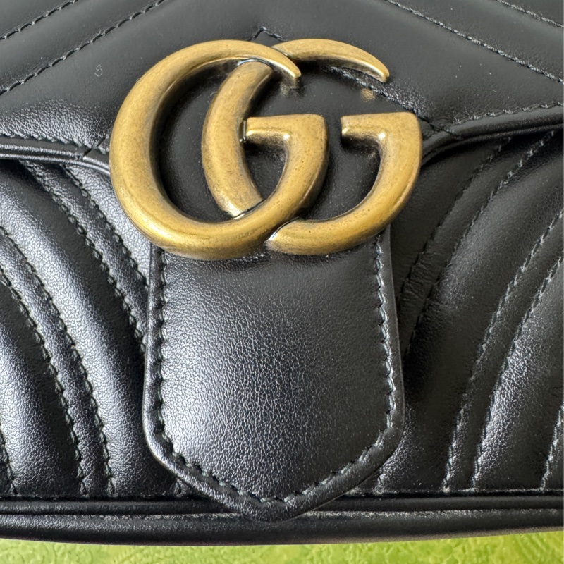 GUCCI Marmont馬夢 牛皮愛心縫線 (小22/黑)肩背 側背包-13