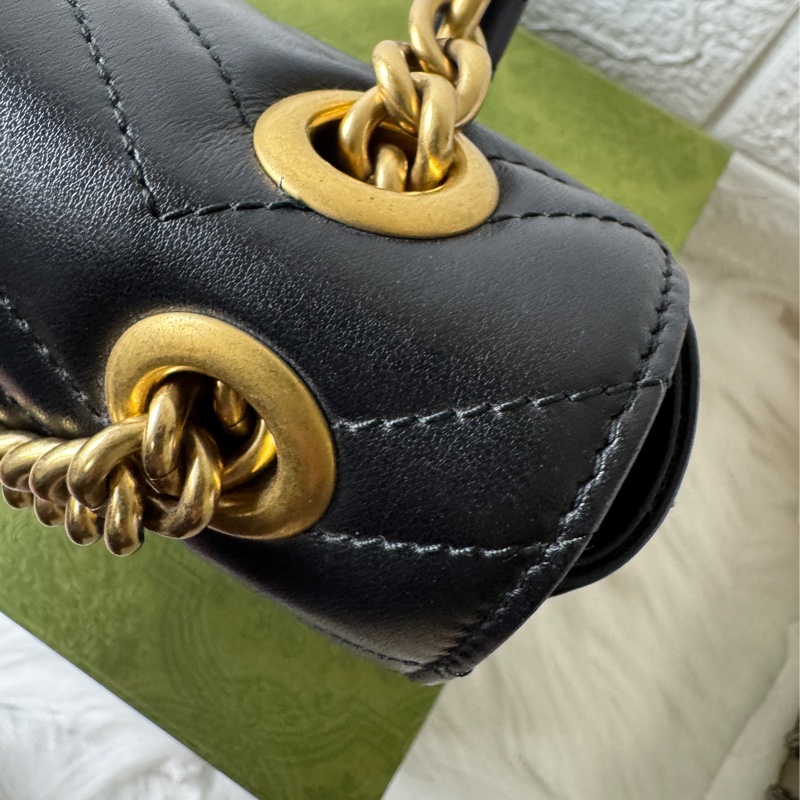 GUCCI Marmont馬夢 牛皮愛心縫線 (小22/黑)肩背 側背包-14