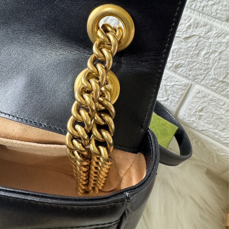 GUCCI Marmont馬夢 牛皮愛心縫線 (小22/黑)肩背 側背包-20