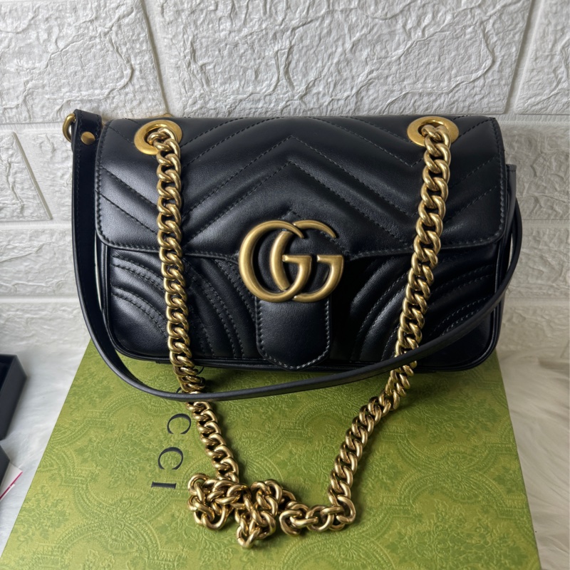 GUCCI Marmont馬夢 牛皮愛心縫線 (小22/黑)肩背 側背包-28