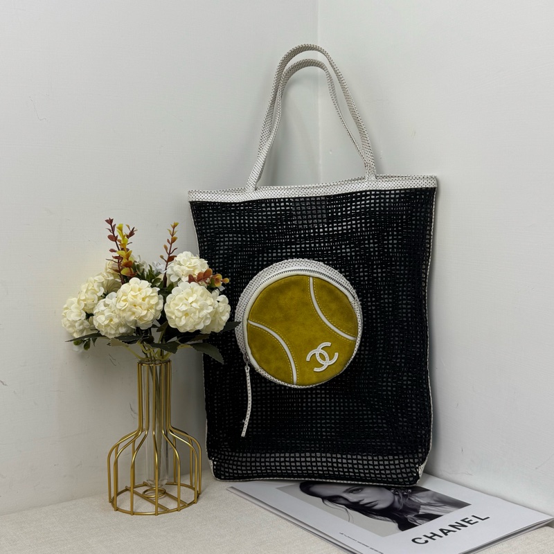 Chanel 黑色網球網兜袋-1