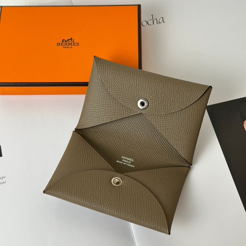 HERMES Calvi 卡包 - 大象灰 B-0