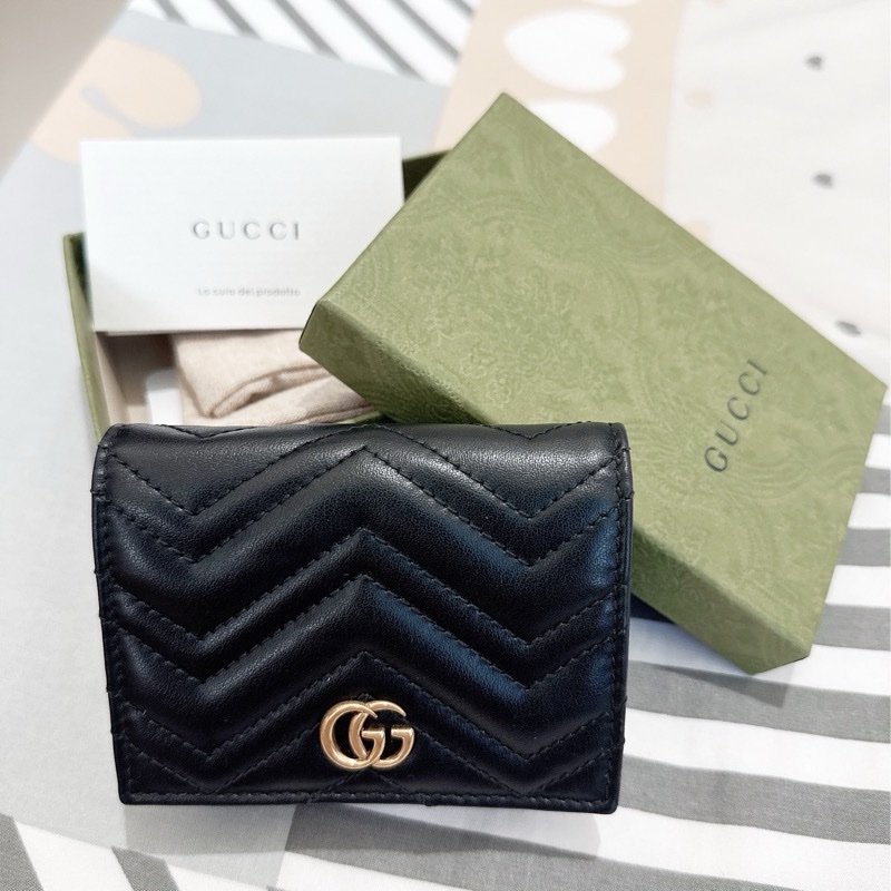 💥 人氣熱賣！GUCCI GG Marmont 經典雙G小皮夾（黑）｜近全新、附完整配件 💥-7