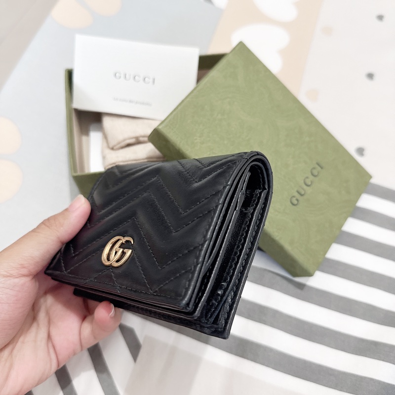 💥 人氣熱賣！GUCCI GG Marmont 經典雙G小皮夾（黑）｜近全新、附完整配件 💥-9
