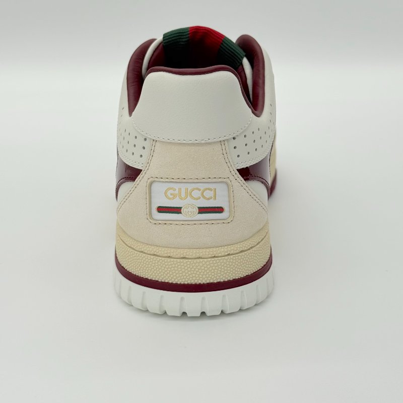 （近新✨未使用）GUCCI Re-web 皮革 織物 白色 酒紅色 復古 運動 休閒鞋｜ IT 39.5 JP 26.5cm｜專櫃 37,000-3