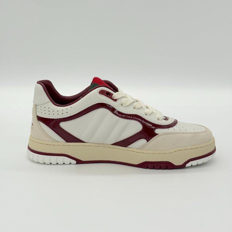 （近新✨未使用）GUCCI Re-web 皮革 織物 白色 酒紅色 復古 運動 休閒鞋｜ IT 39.5 JP 26.5cm｜專櫃 37,000-4