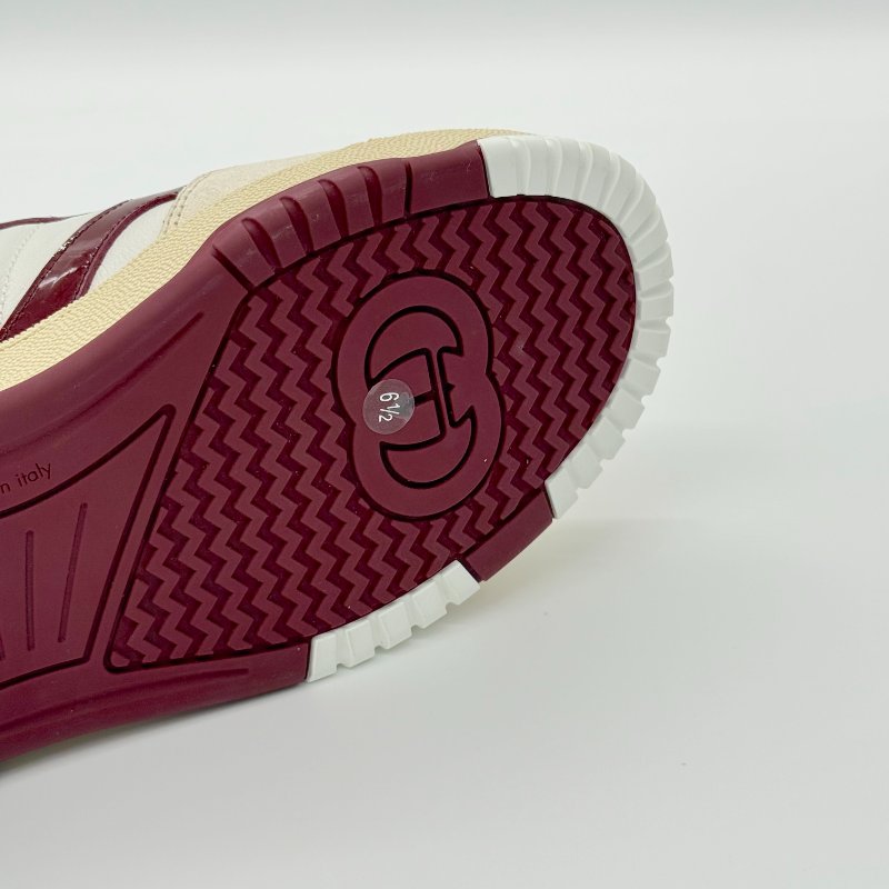 （近新✨未使用）GUCCI Re-web 皮革 織物 白色 酒紅色 復古 運動 休閒鞋｜ IT 39.5 JP 26.5cm｜專櫃 37,000-5