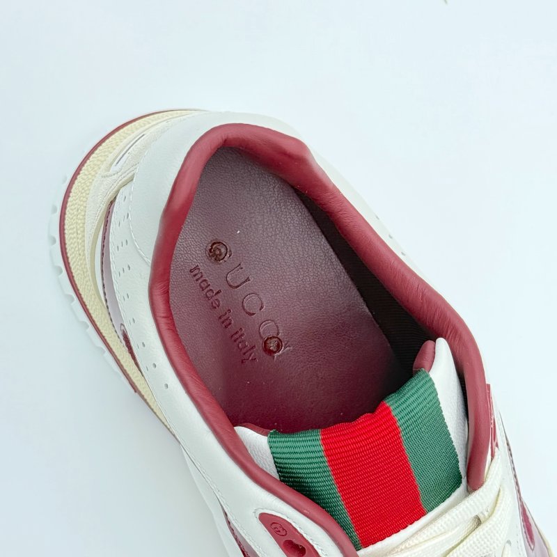 （近新✨未使用）GUCCI Re-web 皮革 織物 白色 酒紅色 復古 運動 休閒鞋｜ IT 39.5 JP 26.5cm｜專櫃 37,000-9