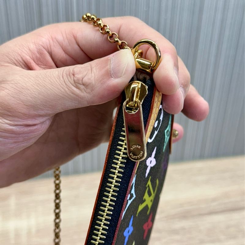 LV M60096 Milla 限量絕版村上隆黑彩麻將包手拿包-16