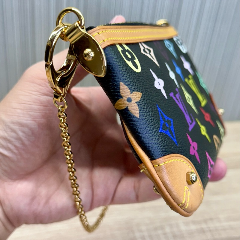 LV M60096 Milla 限量絕版村上隆黑彩麻將包手拿包-18