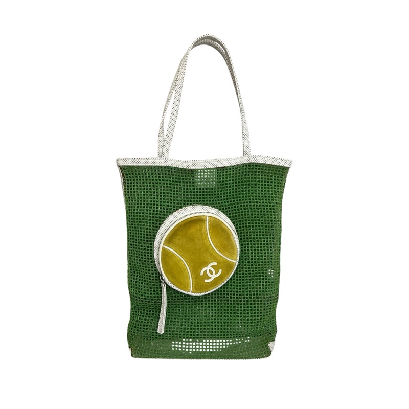 Chanel 綠色網球網兜單肩包-0