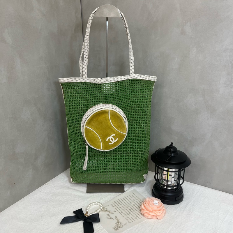 Chanel 綠色網球網兜單肩包-2