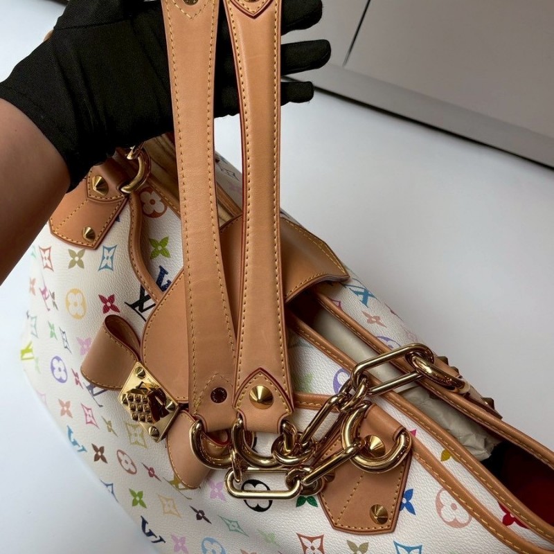 LV 白彩蝴蝶結金釦大托特包 絕版季節款-6