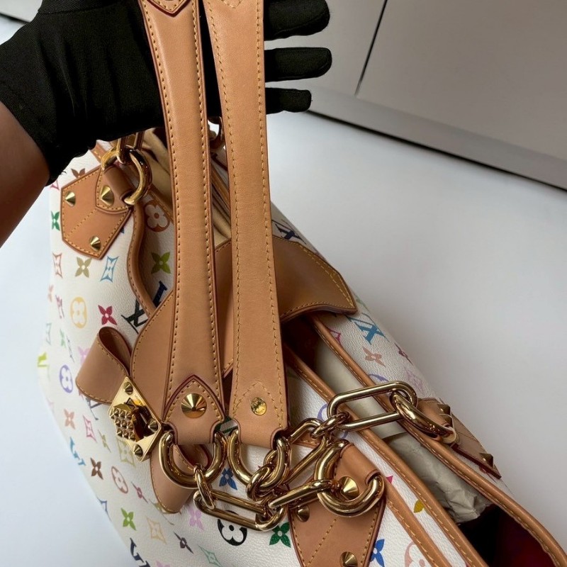 LV 白彩蝴蝶結金釦大托特包 絕版季節款-7