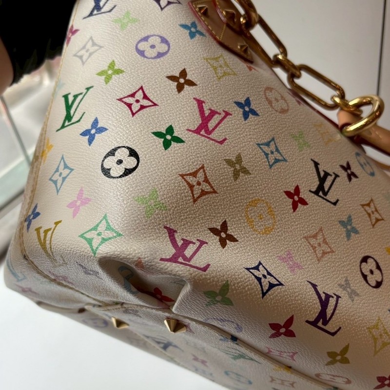 LV 白彩蝴蝶結金釦大托特包 絕版季節款-8