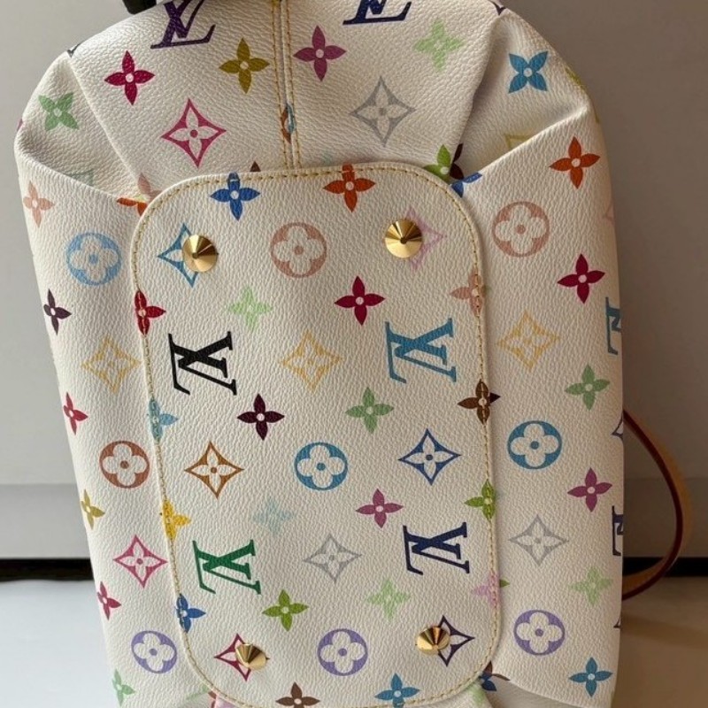 LV 白彩蝴蝶結金釦大托特包 絕版季節款-11