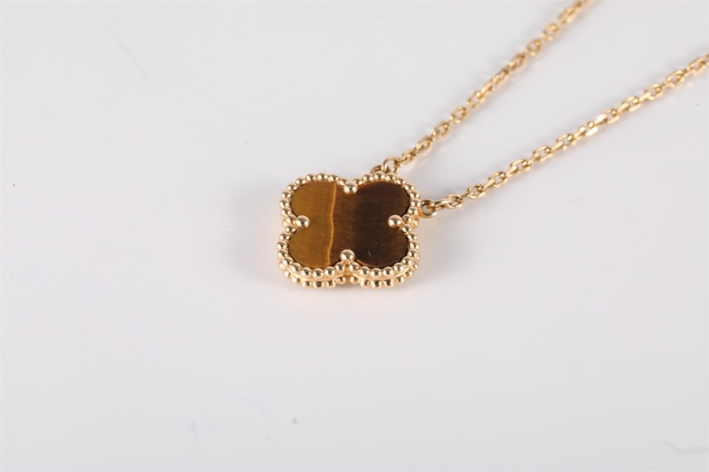 VAN CLEEF&ARPELS(梵克雅寶) Vintage Alhambra 中號單花項鏈 新扣 18K黃金/虎眼石 項鏈 黃金-2