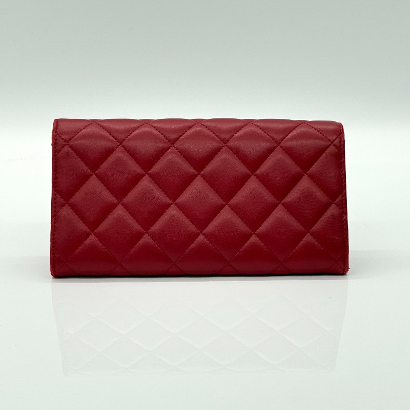 （🌟2014 年台灣限定款）CHANEL 蝴蝶 徽章 香水 巴黎鐵塔 辣椒紅 羊皮 長夾 錢包-2