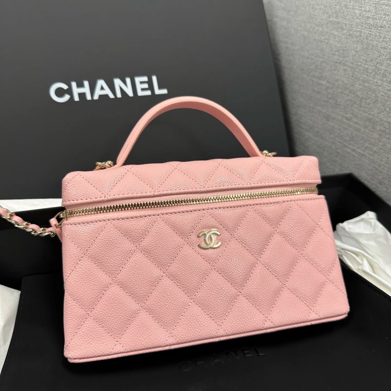 Chanel 25B LP 飯盒包 粉紅 淡金 魚子皮 牛皮-0