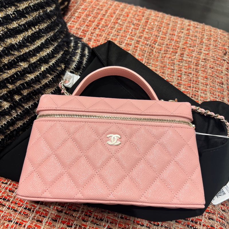 Chanel 25B LP 飯盒包 粉紅 淡金 魚子皮 牛皮-3