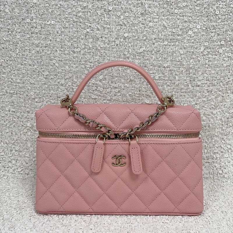 Chanel 25B LP 飯盒包 粉紅 淡金 魚子皮 牛皮-4