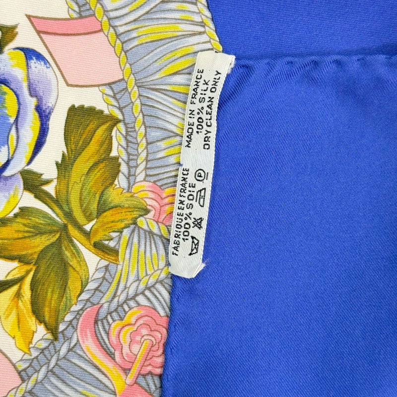 HERMÈS 愛馬仕 REGINA 女王陛下 海軍藍 多色 百合花束 90cm 絲巾 方巾-4