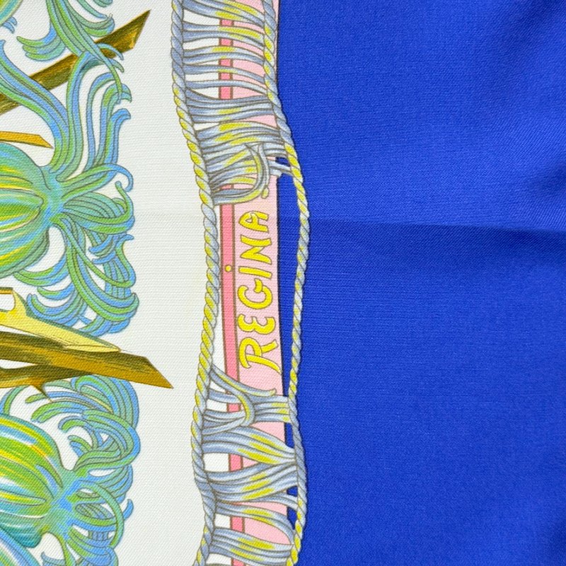 HERMÈS 愛馬仕 REGINA 女王陛下 海軍藍 多色 百合花束 90cm 絲巾 方巾-5