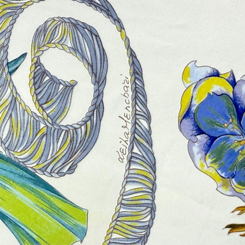 HERMÈS 愛馬仕 REGINA 女王陛下 海軍藍 多色 百合花束 90cm 絲巾 方巾-8