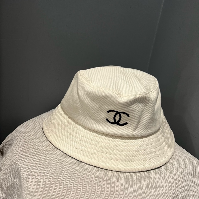 Chanel 香奈兒 刺繡logo 漁夫帽 奶白 S-3