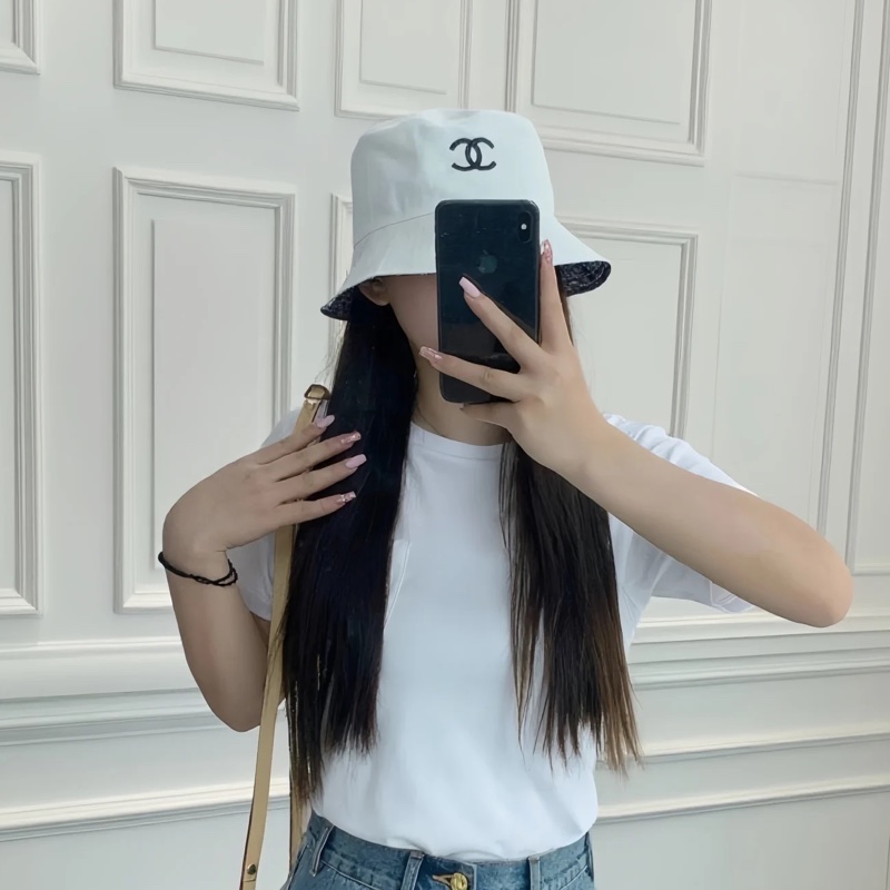 Chanel 香奈兒 刺繡logo 漁夫帽 奶白 S-22
