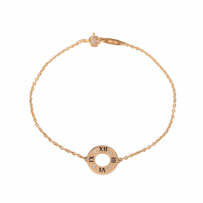TIFFANY&CO(蒂芙尼) 18K玫瑰金 鑽石 玫瑰金 羅馬 數字 帶鑽 手鏈 18K-5