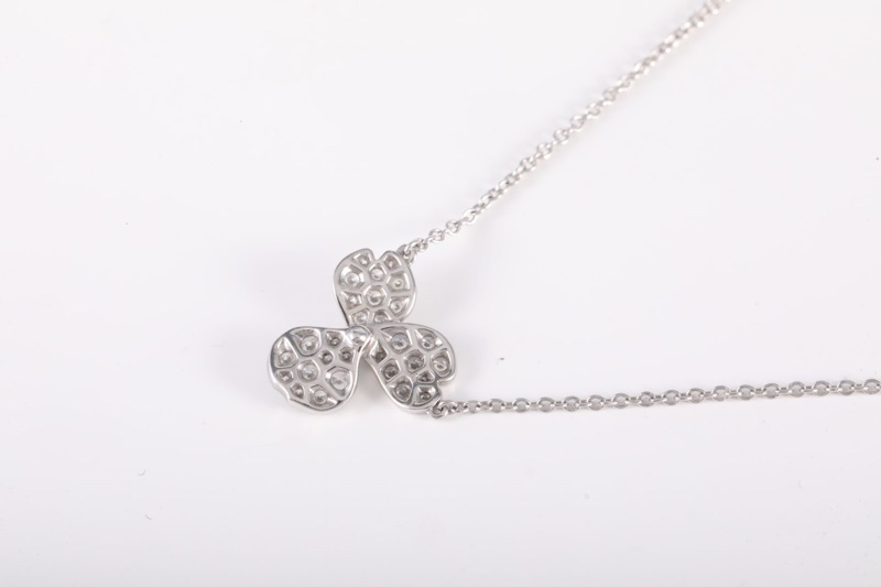 TIFFANY&CO(蒂芙尼) 鑽石 pt950 PAPER FLOWERS 三葉草 花朵滿鑽 項鏈-2