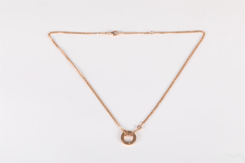 CARTIER(卡地亞) LOVE 18K金 小餅 鑲嵌2顆鑽石項鏈 18K玫瑰金/鑽石 項鏈 玫瑰金 18K-5