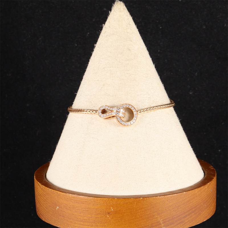 CARTIER(卡地亞)  18K玫瑰金 鑽石 玫瑰金 Agrafe 滿鑽 手鏈 15 18K-0