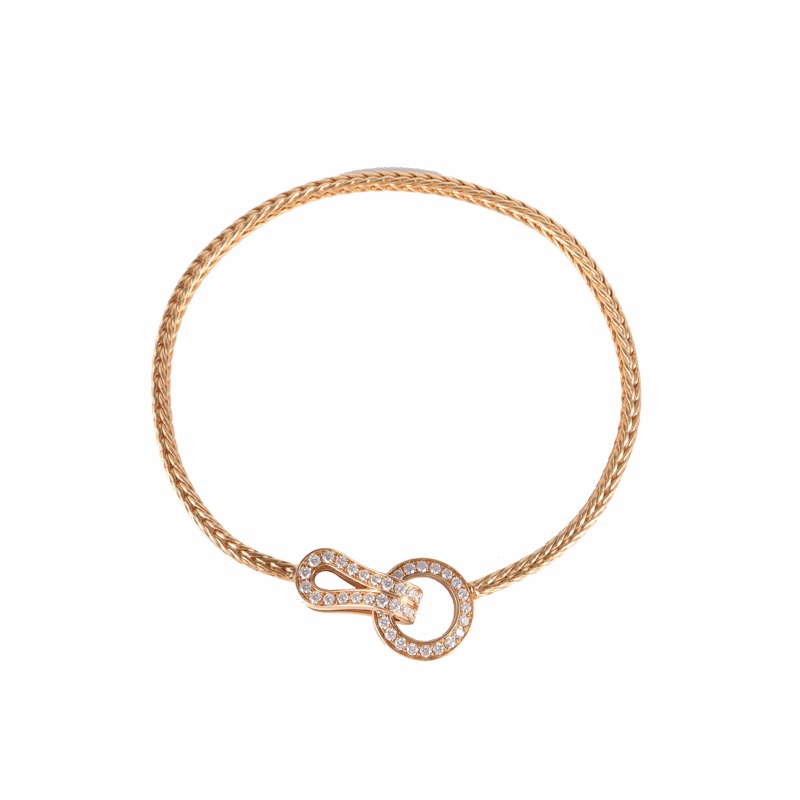 CARTIER(卡地亞)  18K玫瑰金 鑽石 玫瑰金 Agrafe 滿鑽 手鏈 15 18K-5